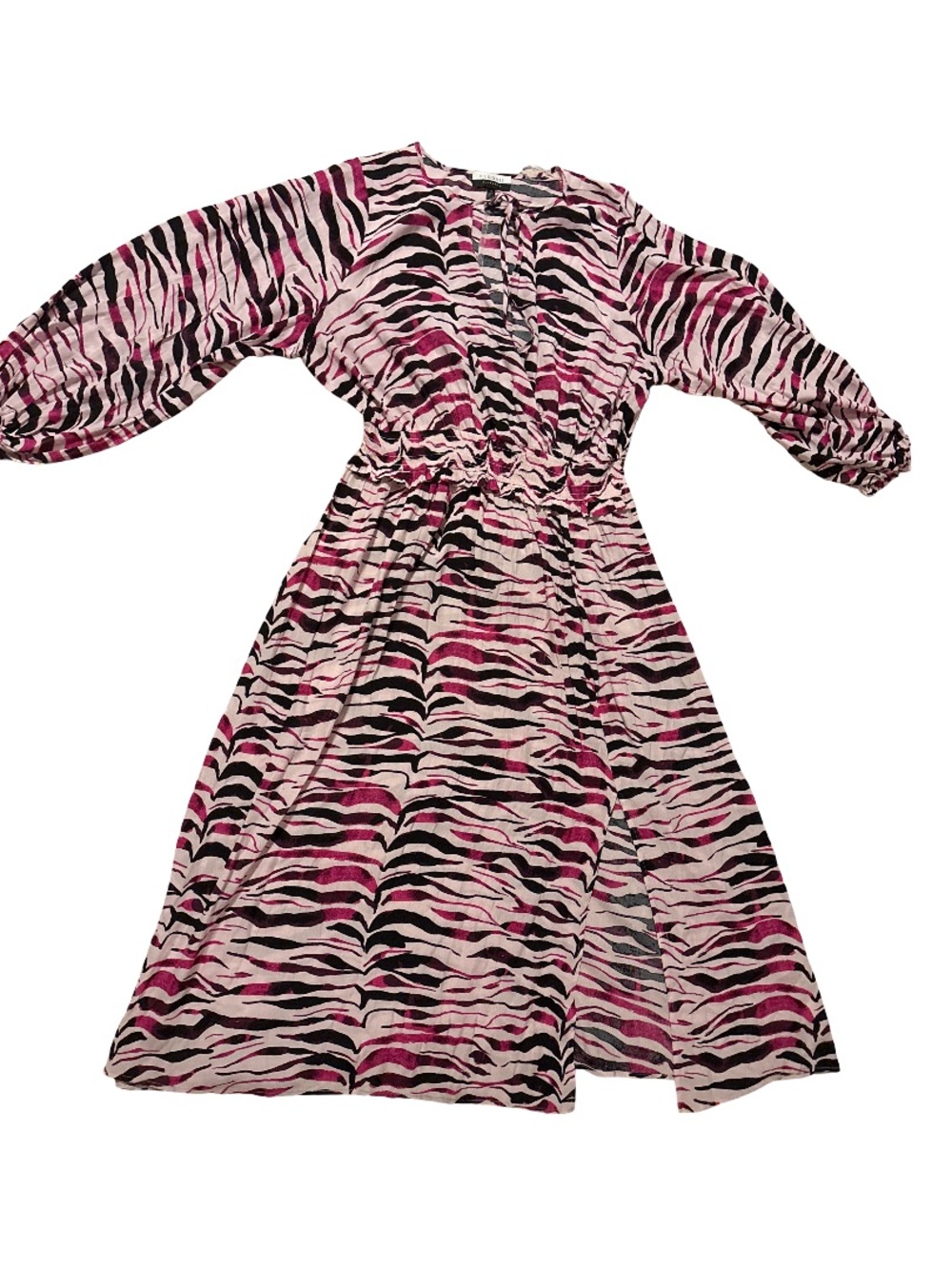 Eloquii Pink Black Zebra Print Midi Dress